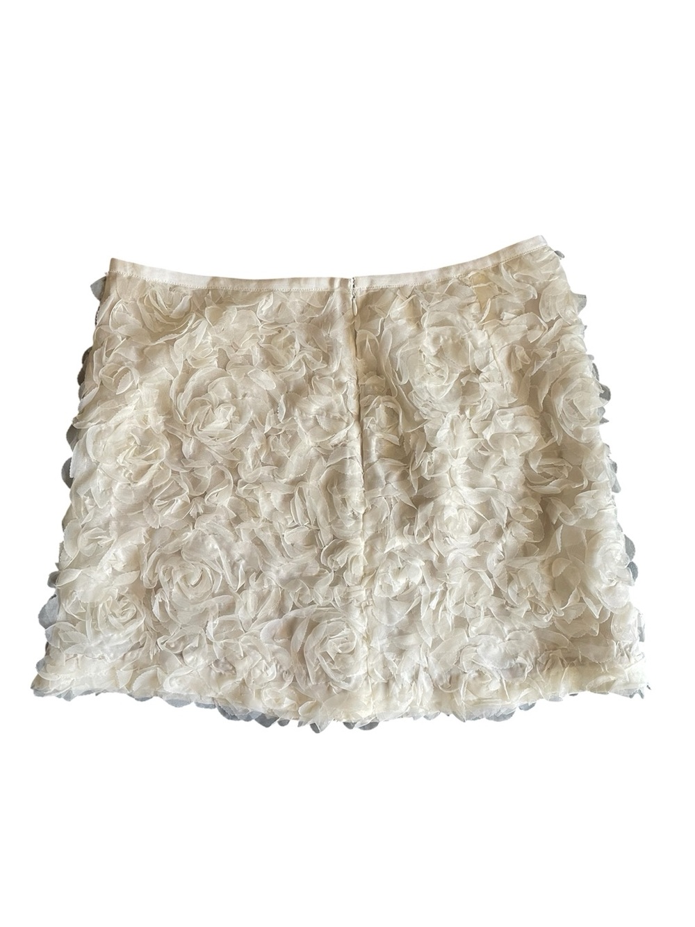 LOFT Cream Floral Rosette Textured Mini Skirt Size 14 NWT
